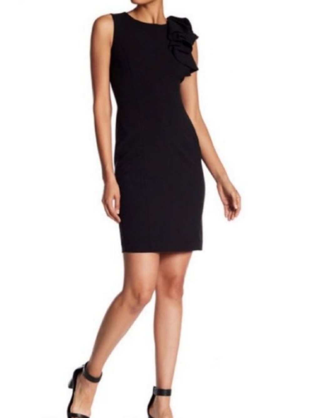 Calvin Klein Black One-Shoulder Ruffle Mini Dress - Picture 8 of 8